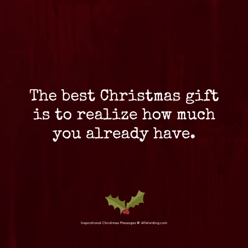 The best Christmas gift is to realize how much you already have.