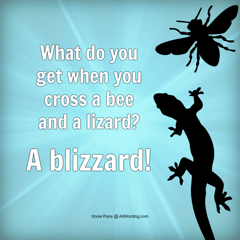 What do you get when you cross a bee and a lizard? A blizzard!