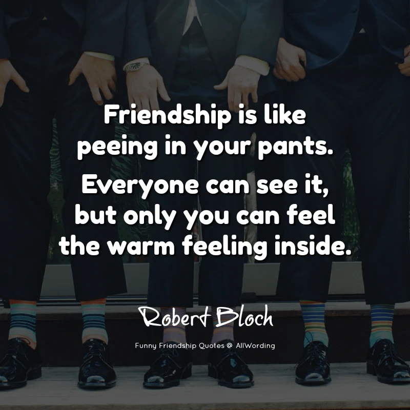 Friendship is like peeing in your pants. Everyone can see it, but only you can feel the warm feeling inside. - Robert Bloch