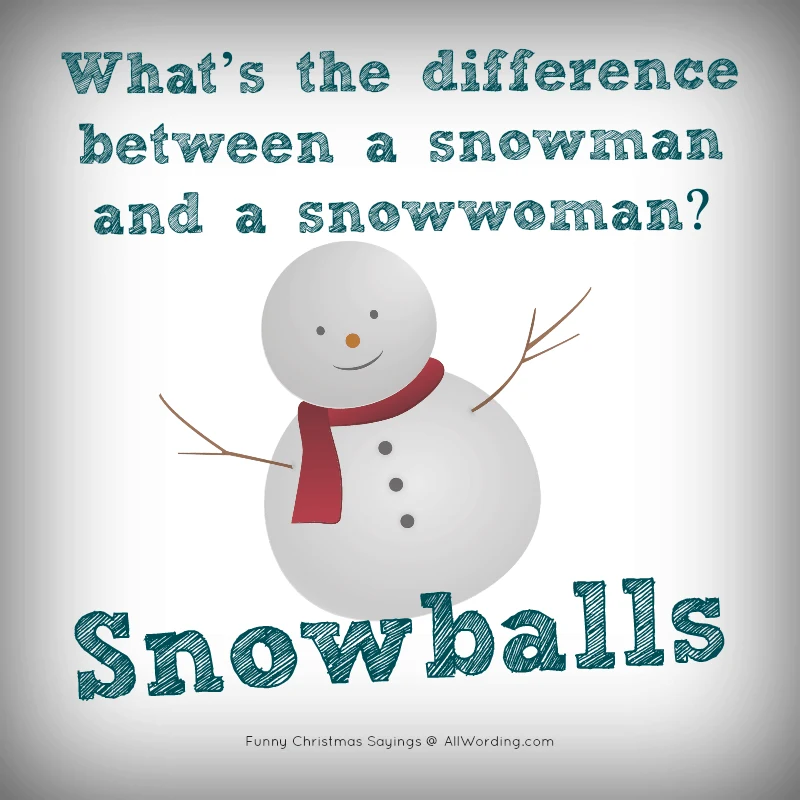 What's the difference between a snowman and a snowwoman? Snowballs!