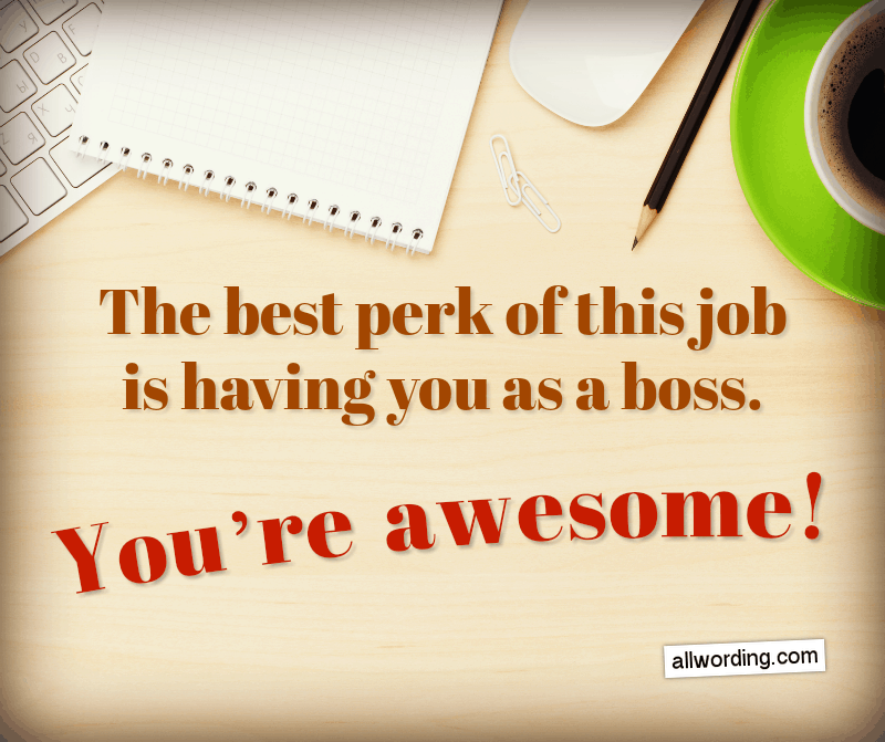 The best perk of this job is having you as a manager. You're awesome!