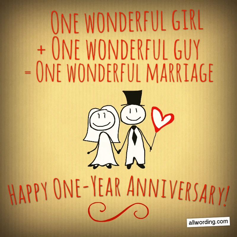 One wonderful girl + one wonderful guy = one wonderful marriage. Happy One-Year Anniversary, you two!