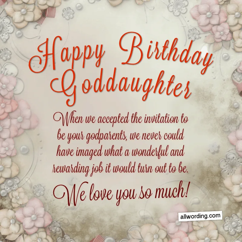 Happy Birthday, Goddaughter! When we accepted the invitation to be your godparents, we never could have imaged what a wonderful and rewarding job it would turn out to be. We love you so much!