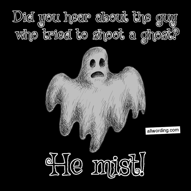 Did you hear about the guy who tried to shoot a ghost? He mist!