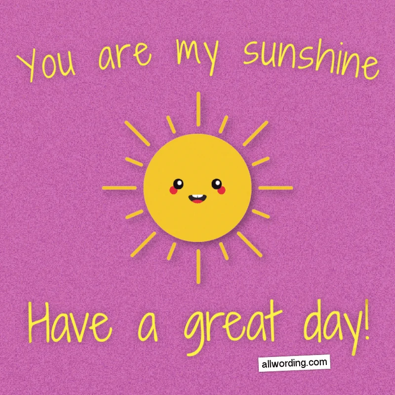 You are my sunshine. Have a great day!