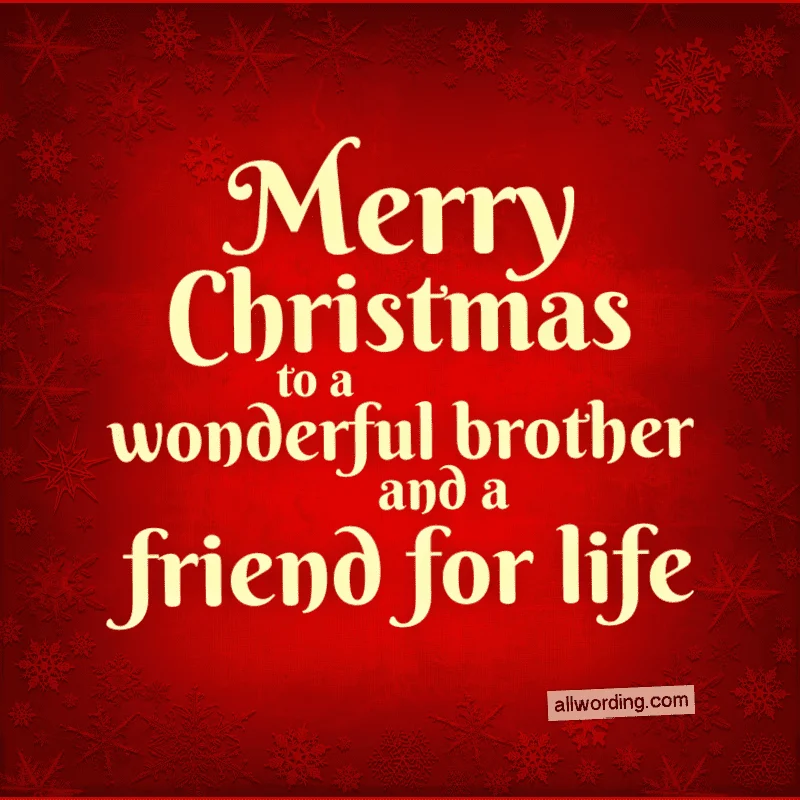 Merry Christmas to a wonderful brother and a friend for life.