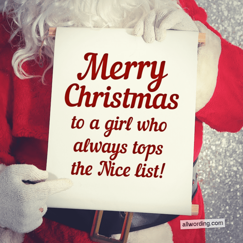 Merry Christmas to a girl who always tops the Nice list!