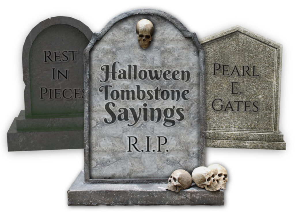 Feature image for article on Halloween tombstone sayings