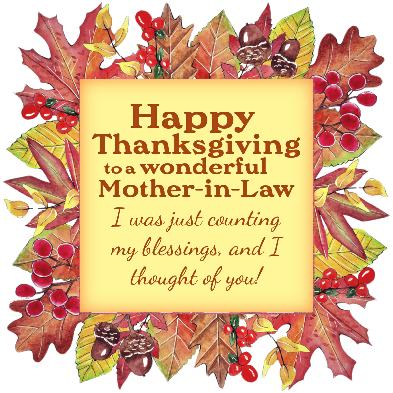Happy Thanksgiving to a wonderful mother-in-law. I was just counting my blessings and I thought of you!