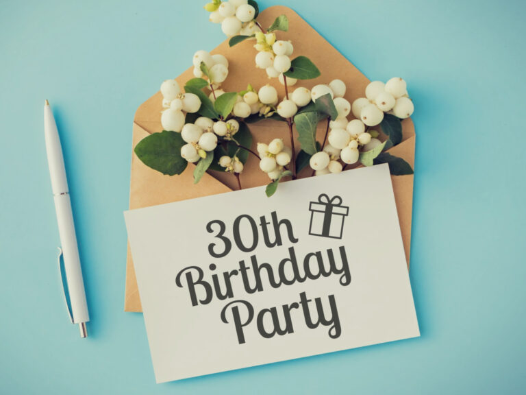 Feature image for article on 30th birthday party invitation wording