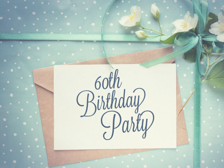 Feature image for article on 60th birthday party invitation wording