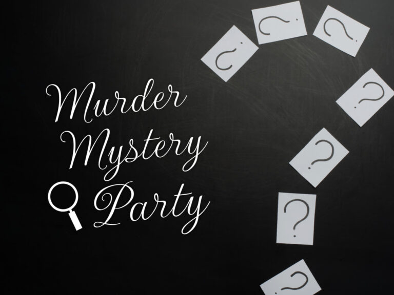 Feature image for article on murder mystery party invitation wording