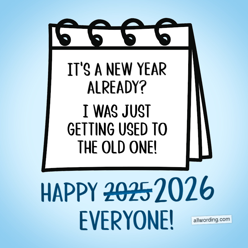 Illustration of humorous New Year wish