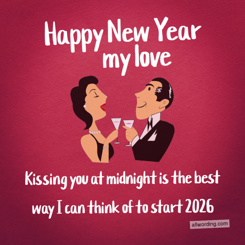 Illustration of romantic New Year wish