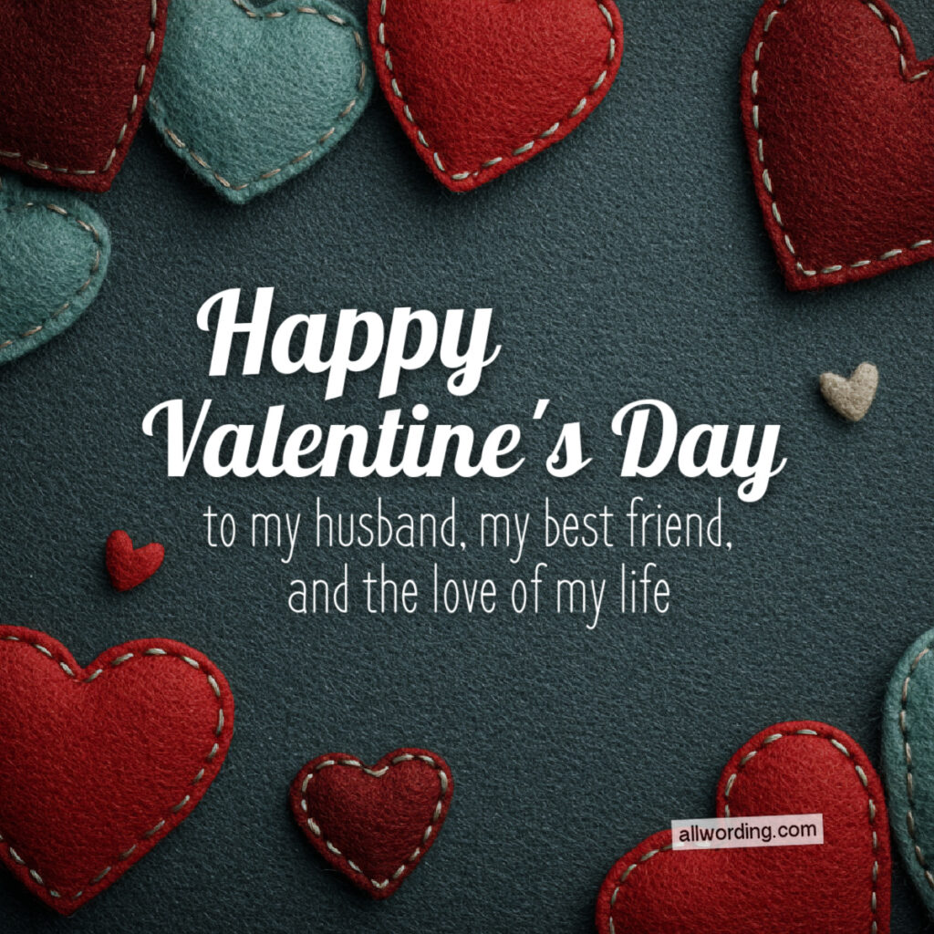 Illustration of Valentine's Day message for husband